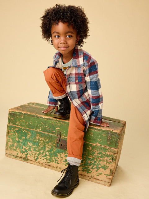 Knit Shacket (Kids) - Cappadocia Plaid