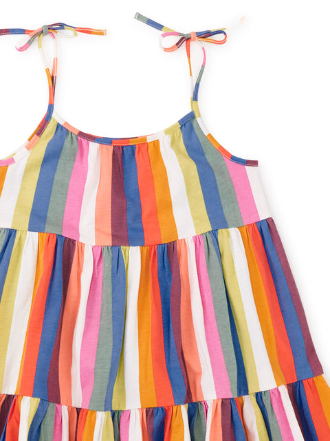 Tie Shoulder Tiered Dress - Lisbon Stripe