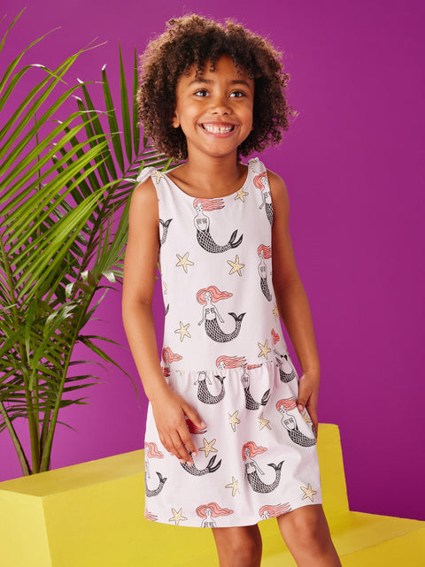 Tie Shoulder Drop Hem Dress - Mermaid Folklorico