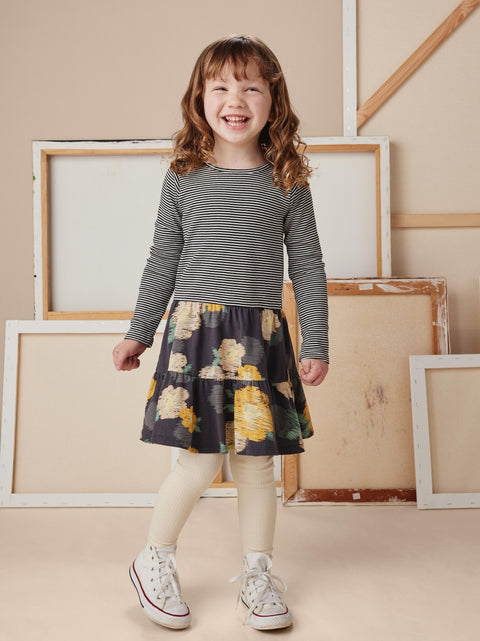 Tiered Skirted Twirl Dress - Impressionist Roses