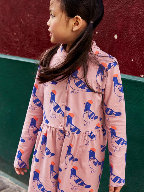 Collared Long Sleeve Shirt Dress - Fashion Pigeon