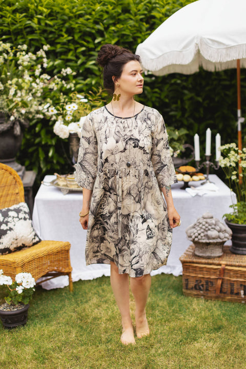 Artist Dress with Pockets - Honey & The Moon Florals & Bees