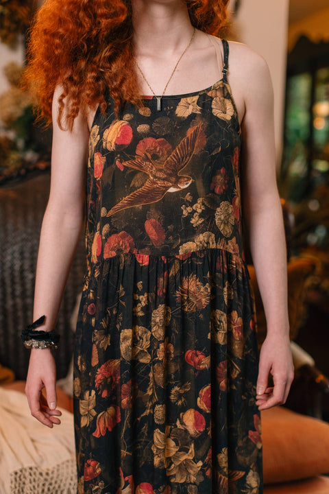 Bohéme Long Maxi Slip Dress - Heart of Gold with Sacred Heart