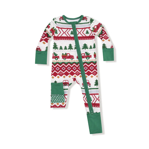 Coverall (2 Way Zipper) - Red Truck Fair Isle