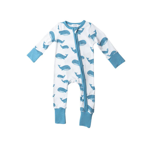Coverall (2 Way Zipper) - Blue Whales