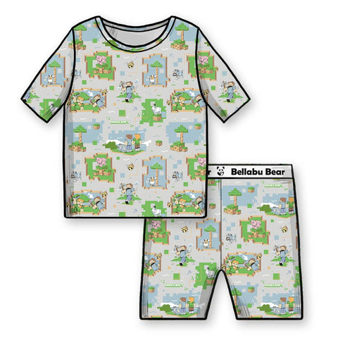 2 Piece Pajamas (Short Sleeve + Shorts) - Minecraft Overworld Dreams