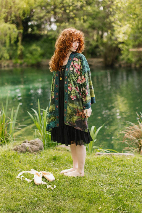 Matinée Duster Kimono - The Daydreamer w/ Roses & Rabbits