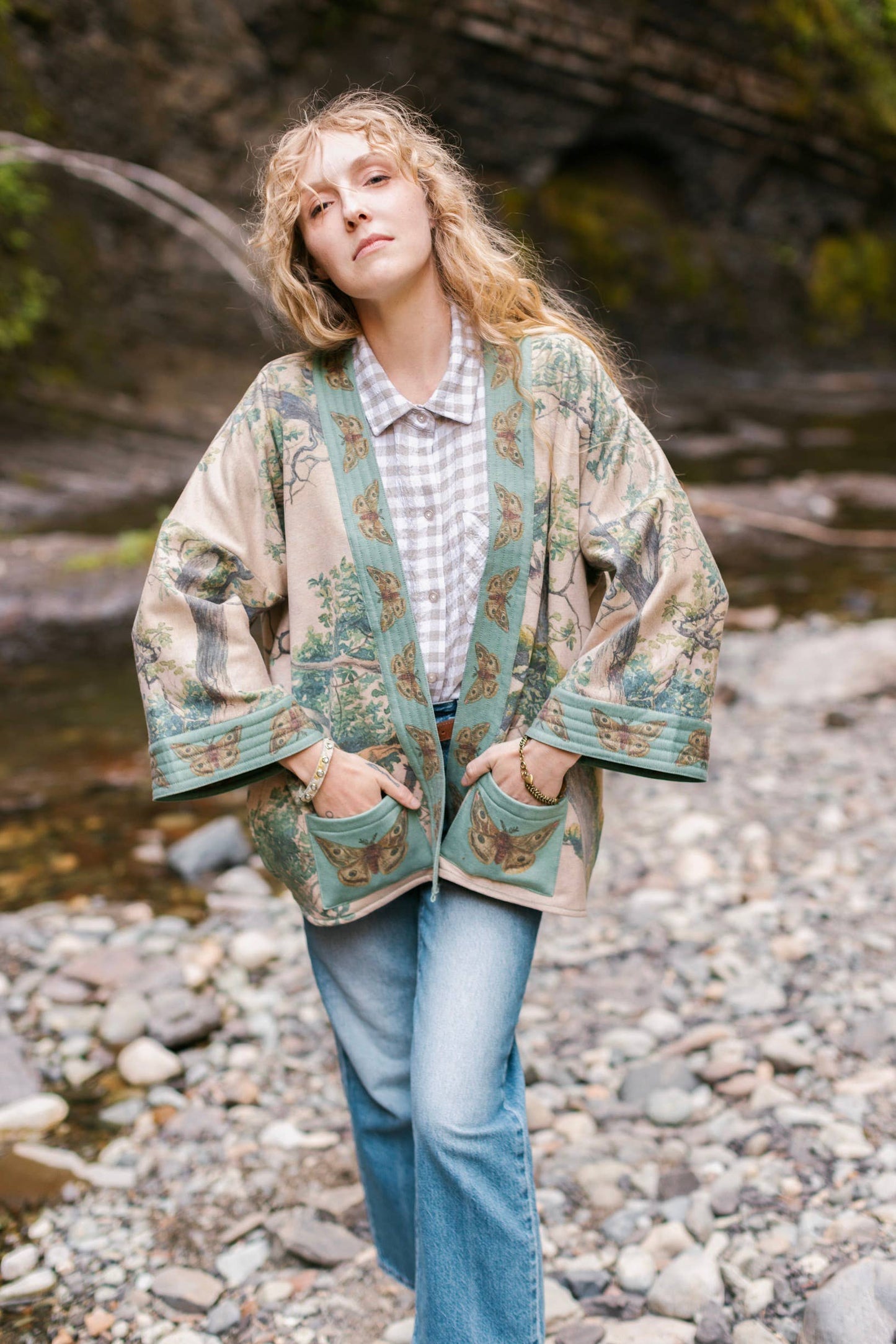 Fleece Lined Cozy Cottage Cardigan Kimono Jacket - Earth & Sky