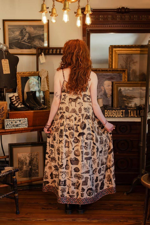 Bohéme Maxi Slip Dress - Curiosities w/ whimiscal print