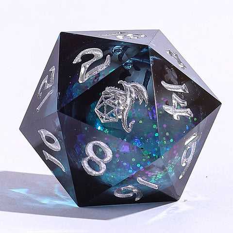 Captured Magic Liquid Core Sharp Edge Resin Dice Set - Twilight Azure