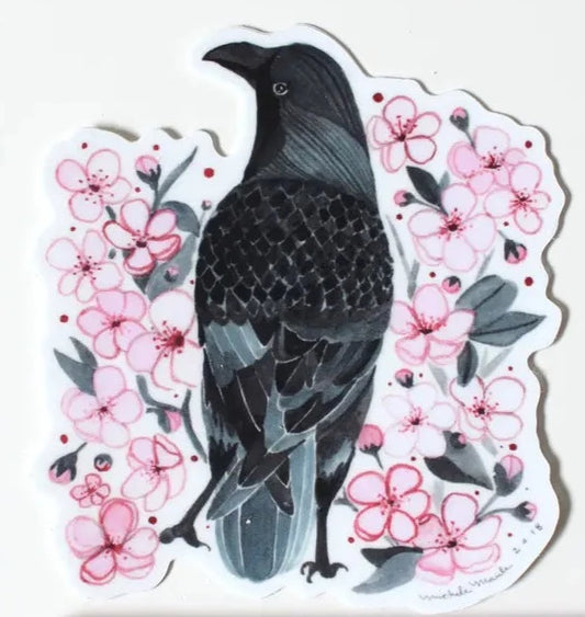 Sticker - Crow with Blossoms