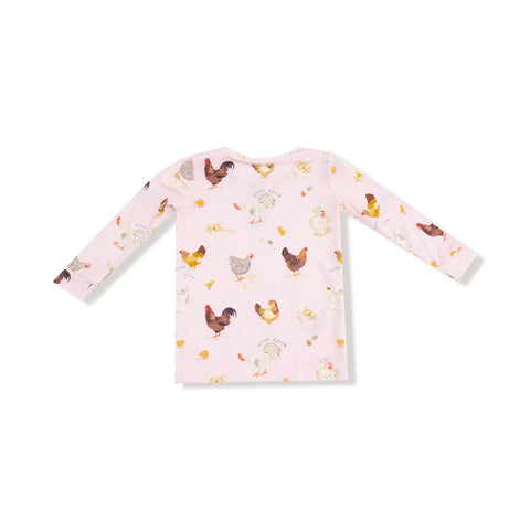 2 Piece Pajamas (Long Sleeve) - Collector Chickens Pink