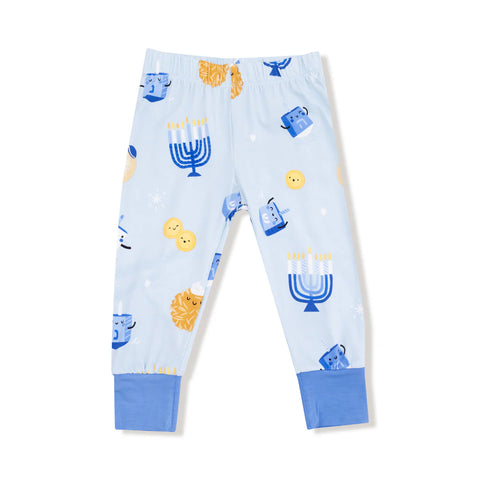 2 Piece Pajamas (Long Sleeve) - Hanukkah Blue