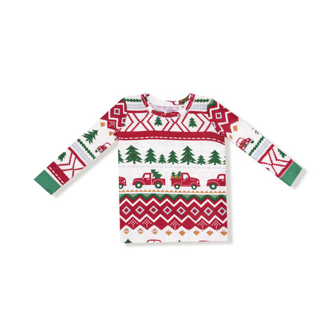 2 Piece Pajamas (Long Sleeve) - Red Truck Fair Isle