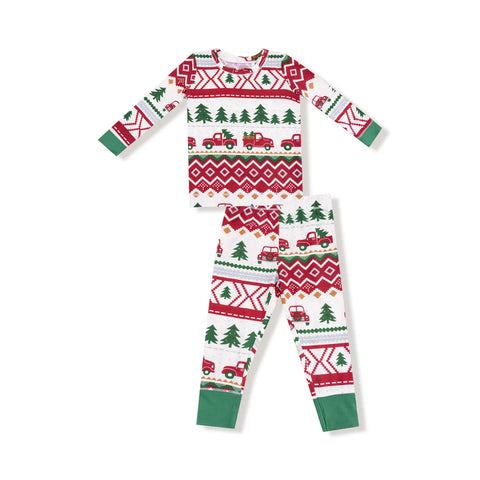 2 Piece Pajamas (Long Sleeve) - Red Truck Fair Isle