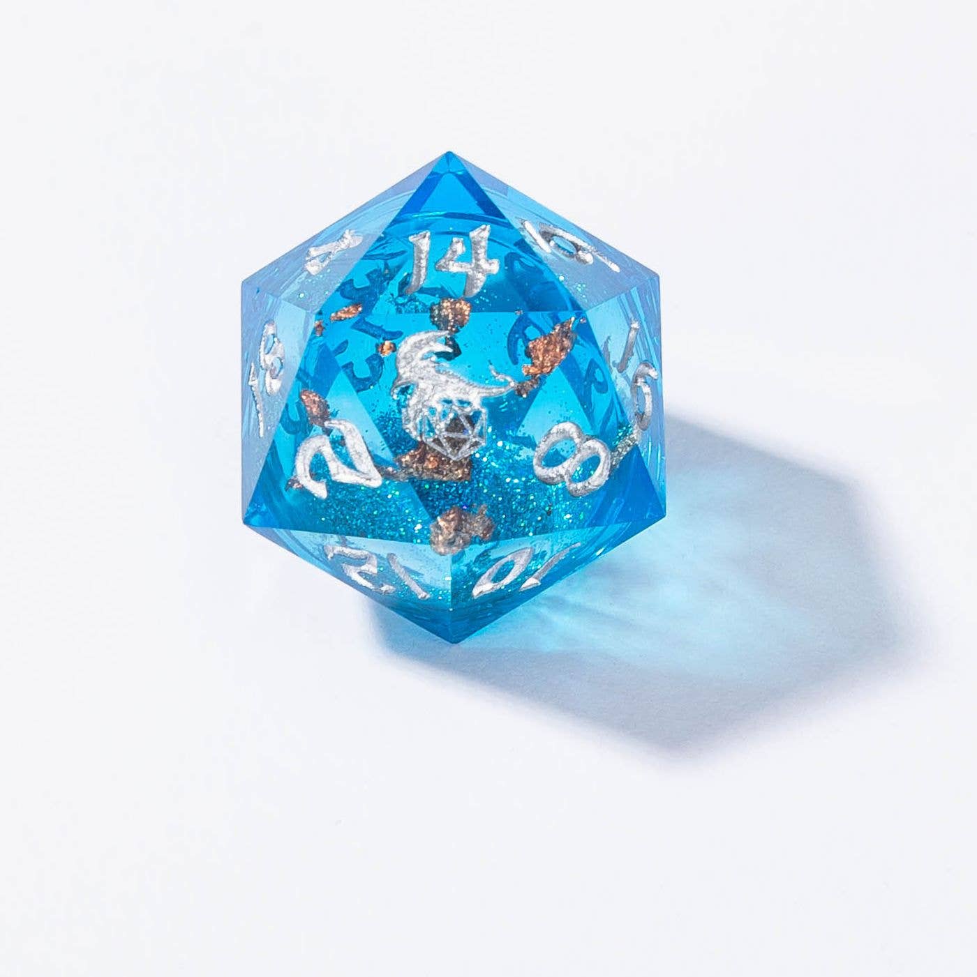 Captured Magic Liquid Core Hand Sanded Sharp Edge Resin Dice Set - Crystal Blue