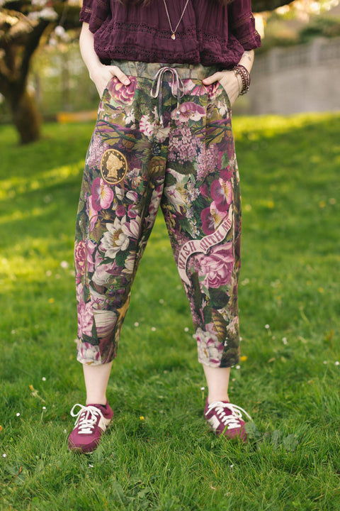 Linen Cropped Artist Pant - Make A Wish w/ Wishbone, Dandelion