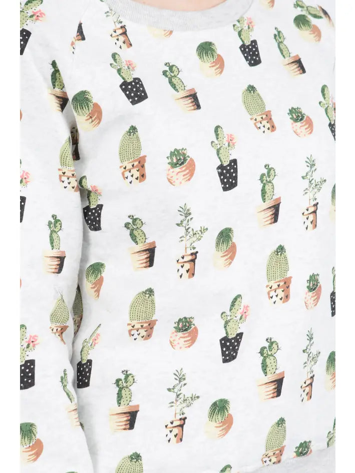 Sweatshirt (Crew Neck) - Cactus Print