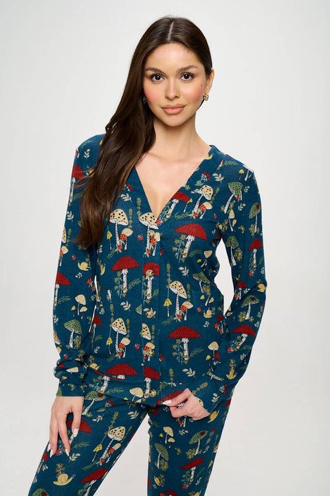 Cardigan - Mushrooms Floral + Bugs Navy