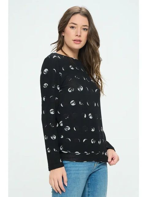 Sweater (Crew Neck) - Moon Phase Black