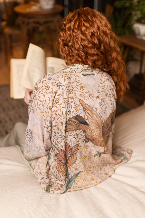 Bamboo Floral Cropped Kimono - Folklore Bird of Peace