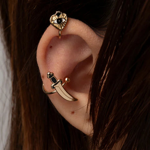 Ear Cuff Set - Dagger + Heart