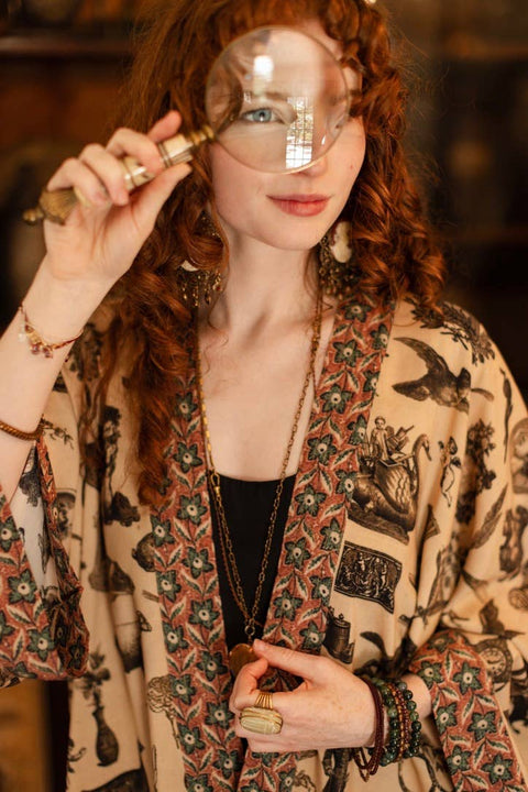 Pixie Duster Crop Kimono - Curiosities w/ whimsical print