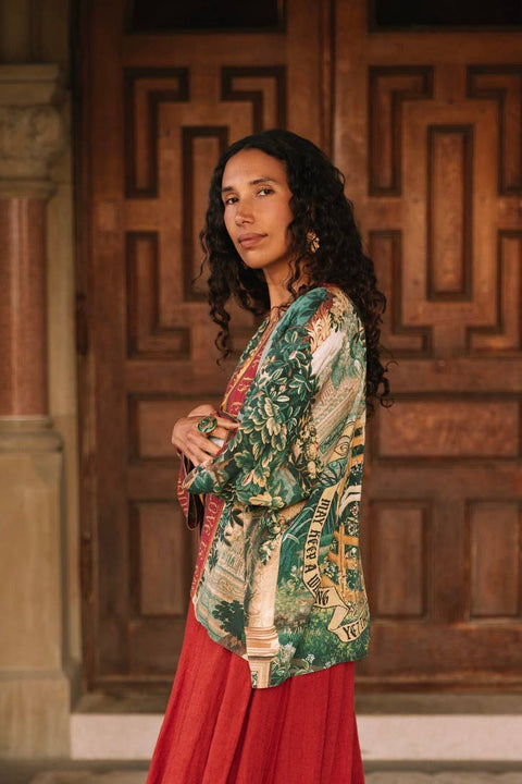 Pixie Duster Crop Kimono - Wildheart wtih Unicorn & Castle