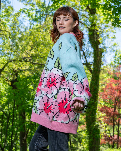 Cardigan - Pink Hibiscus