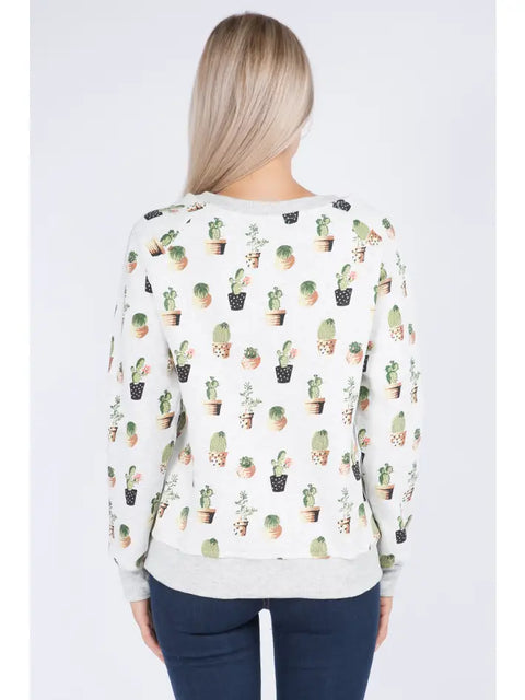 Sweatshirt (Crew Neck) - Cactus Print