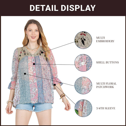 Embellished Top - Free-Spirited Western Boho Babe Charcoal