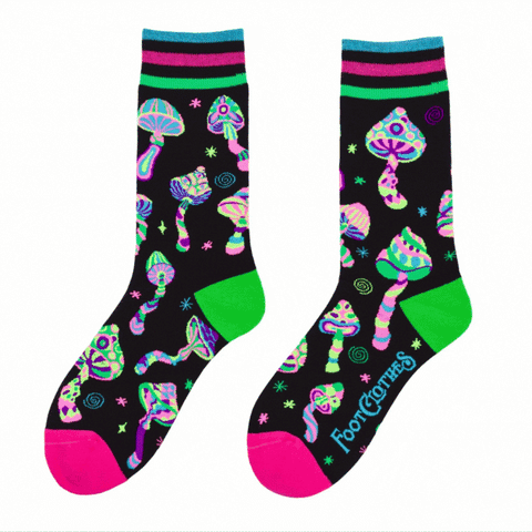 Crew Socks - Funky Fungi (UV Reactive)