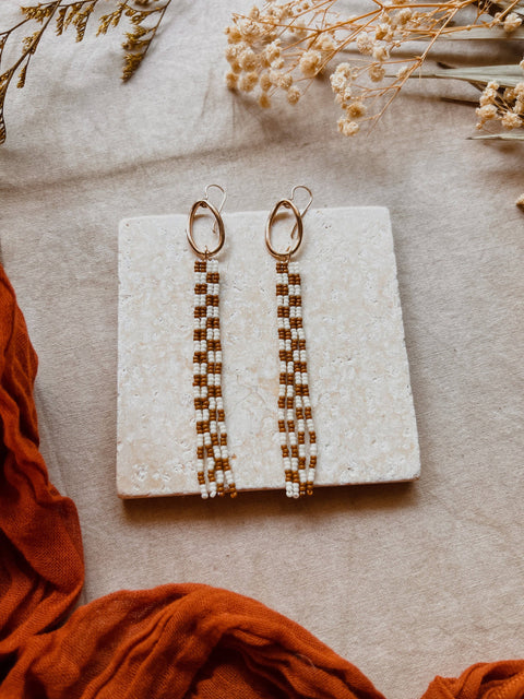 Earrings - Checkered Set Rust