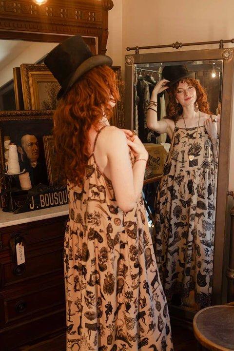 Bohéme Maxi Slip Dress - Curiosities w/ whimiscal print