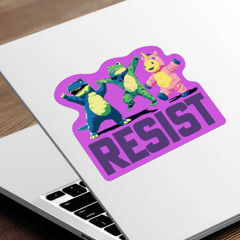 Sticker - Inflatable Frog, Dinosaur, Unicorn Resist Protest
