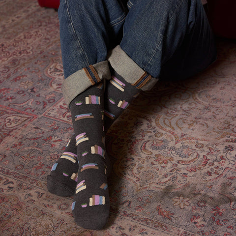 Socks that Give Books - Gray Bookshelves
