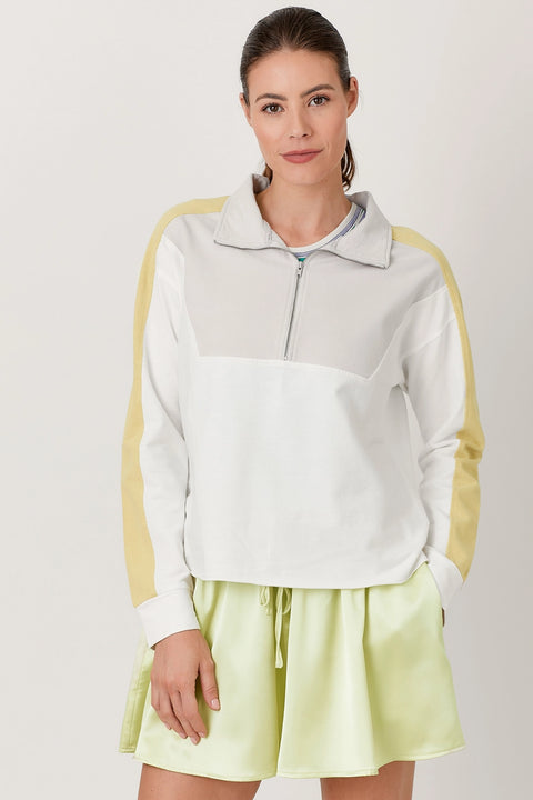 Pullover - Color Block Terry Off White Mix