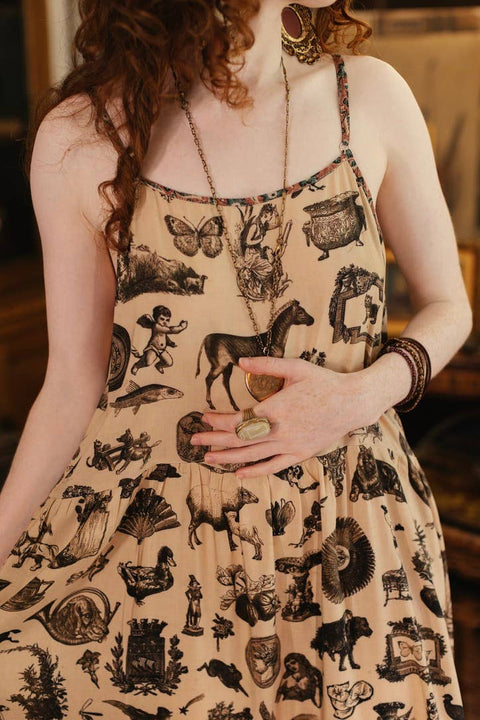 Bohéme Maxi Slip Dress - Curiosities w/ whimiscal print