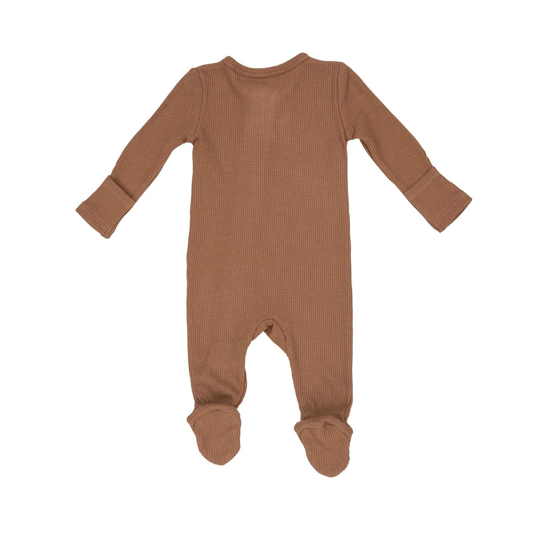 2 Way Zipper Footie - Pecan Brown Waffle – miller + jett