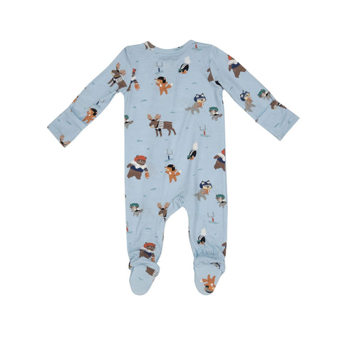 Footie (2 Way Zipper) - Woodland Football