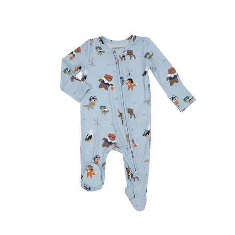 Footie (2 Way Zipper) - Woodland Football