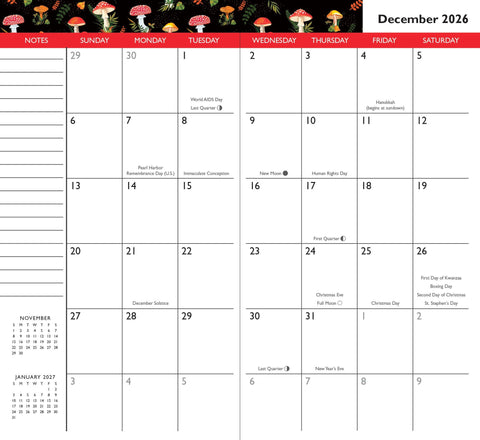 Image shows a sample month from the pocket planner