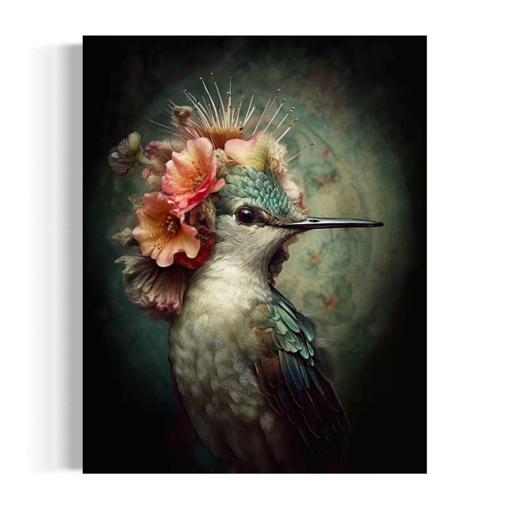 Art Print - Hummingbird with Pink Flowers