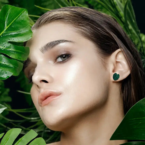 Earrings (Stud) - Monstera