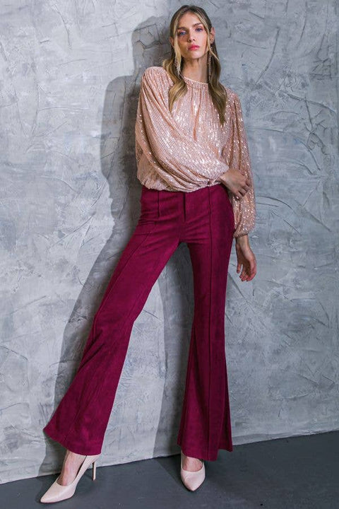 Women's Pants - Faux Suede Magenta