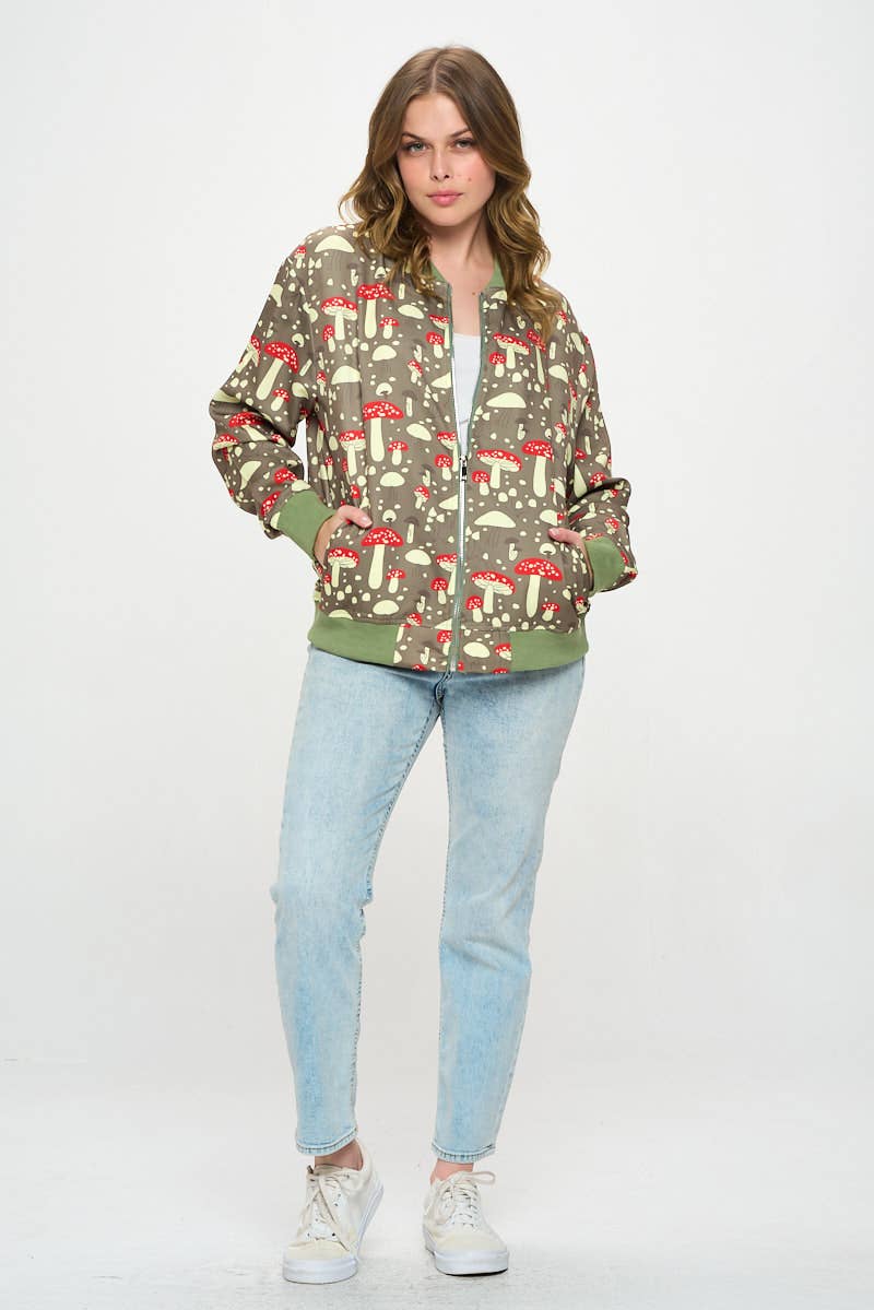 Bomber Jacket - Wild Mushrooms Green