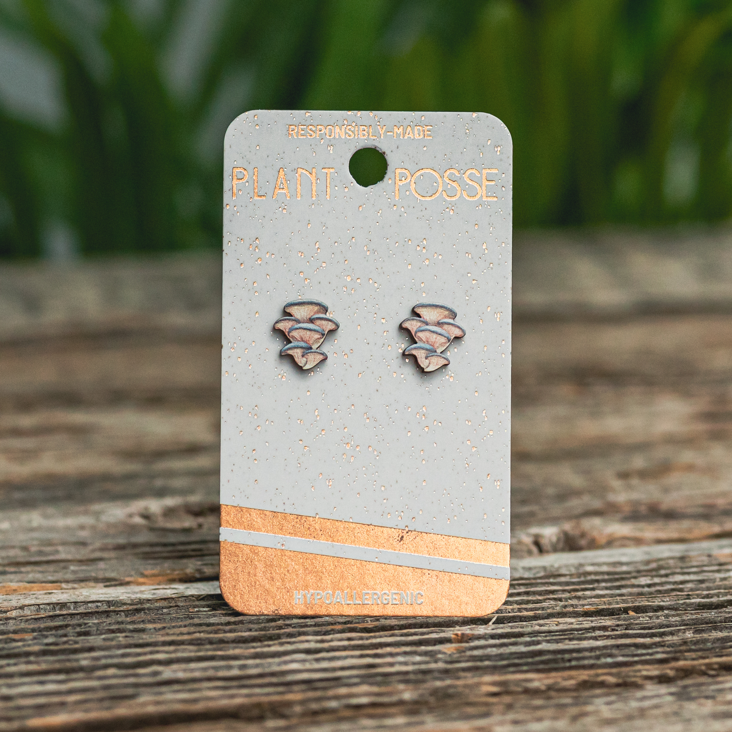 Earrings (Stud) - Oyster Mushroom