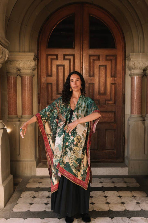 Goddess Duster Kimono - Wildheart with Florals, Unicorn & Castle