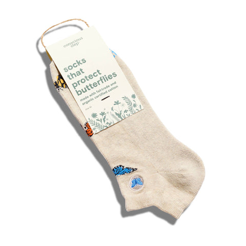 Ankle Socks that Protect Butterflies - Beige