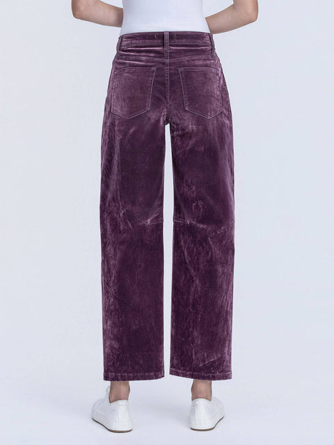Jeans - High Rise Velvet Flocked Barrel Leg: Purple